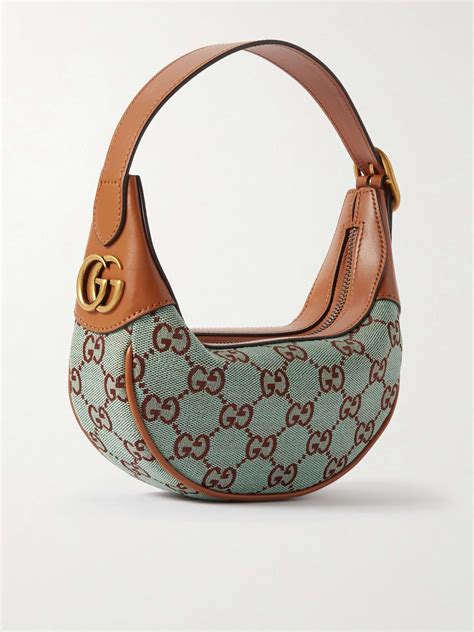 gucci ophidia mini leather-trimmed printed canvas-jacquard shoulder bag